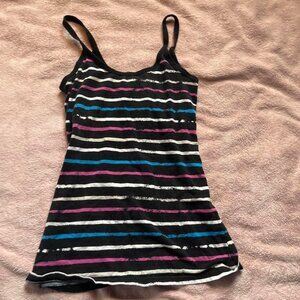 2000s Ocean Pacific Black &pink striped tank top....